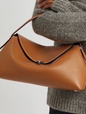 NWT| Toteme T-Lock Structured Shoulder Bag in Cognac Brown